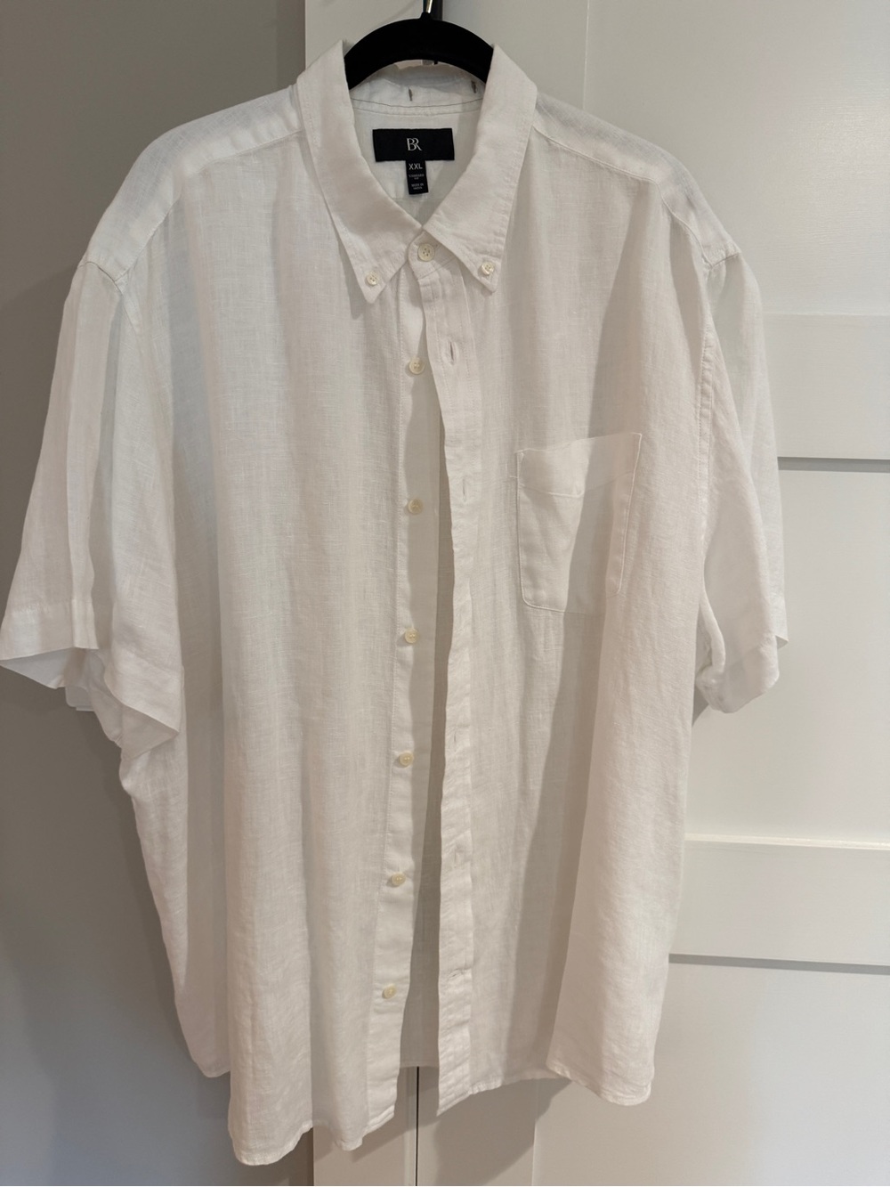 Banana Republic Standard-Fit Linen Short-Sleeve Shirt,in White, XXL Tall